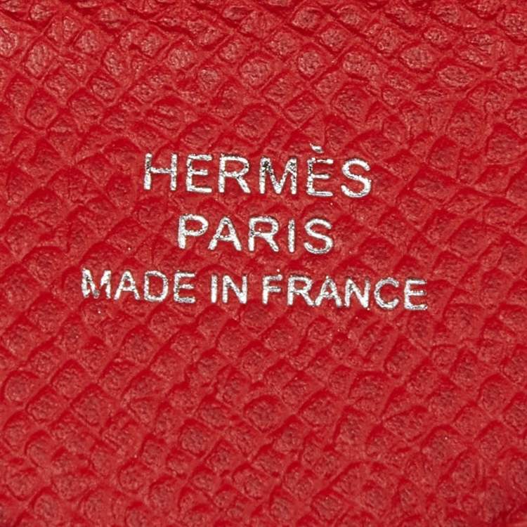 مملوكة مسبقًا Hermes Rouge Casaque Epsom Leather Calvi Card Holder