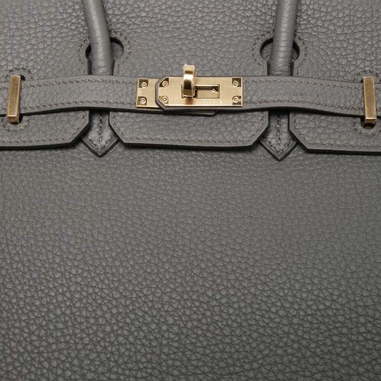 Pre Owned Hermès Etain Togo Leather Gold Finish Birkin 25 Bag
