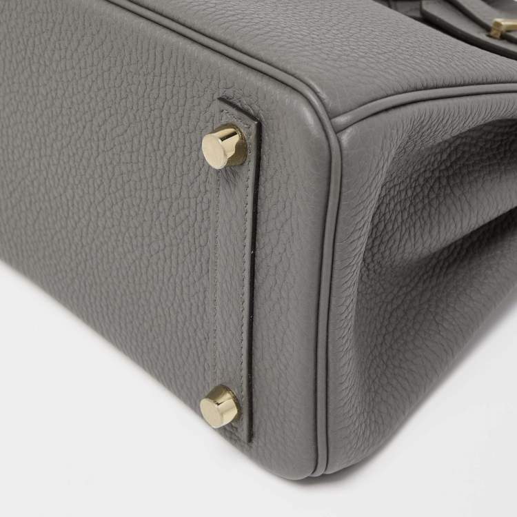 Pre Owned Hermès Etain Togo Leather Gold Finish Birkin 25 Bag