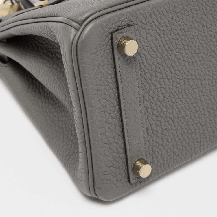 Pre Owned Hermès Etain Togo Leather Gold Finish Birkin 25 Bag