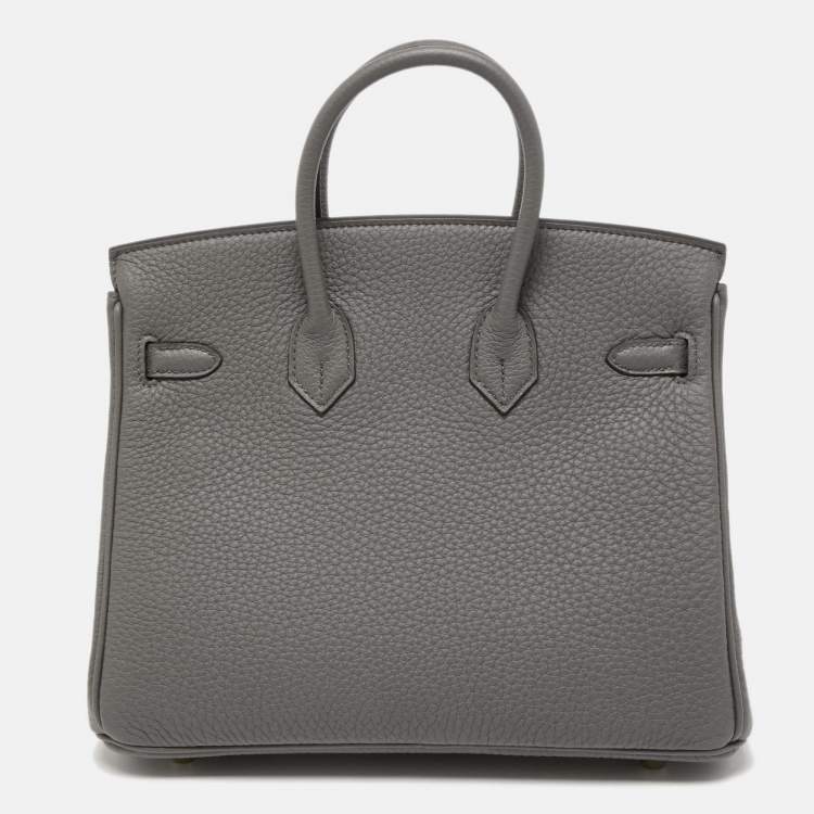 Pre Owned Hermès Etain Togo Leather Gold Finish Birkin 25 Bag