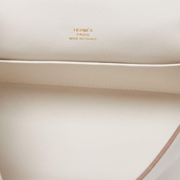 Pre Owned Hermès Gris Pale Swift Leather Gold Finish Kelly Pochette