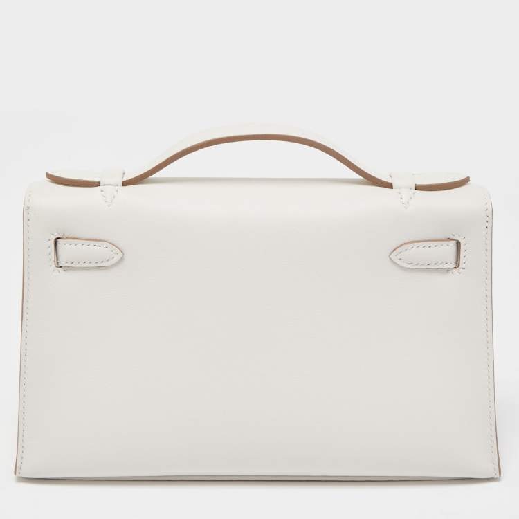 Pre Owned Hermès Gris Pale Swift Leather Gold Finish Kelly Pochette