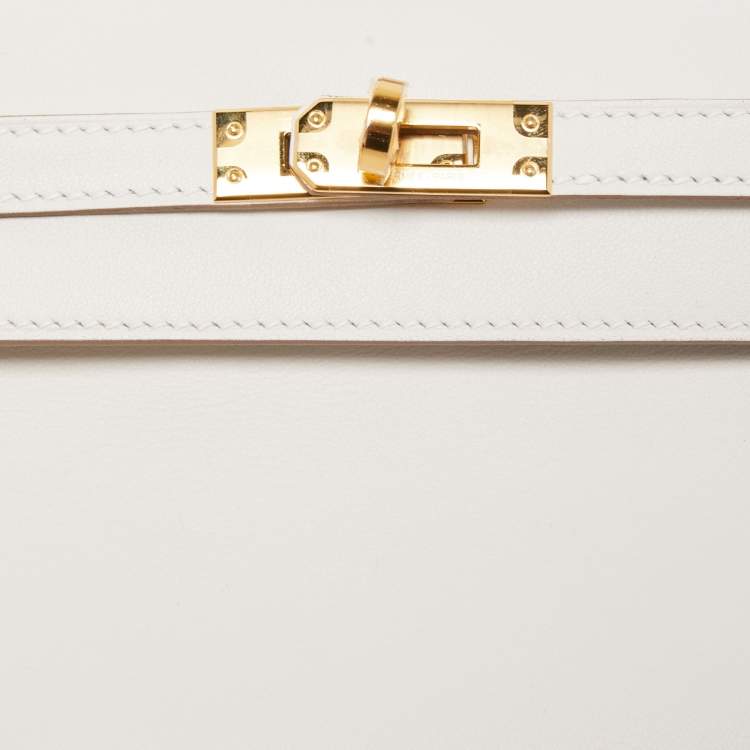 Pre Owned Hermès Gris Pale Swift Leather Gold Finish Kelly Pochette