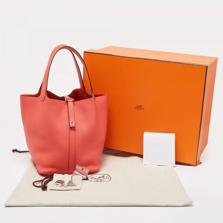 Pre Owned Hermès Rose Texas Taurillon Clemence Leather Picotin Lock 22 Bag
