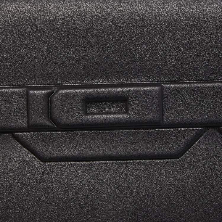 Pre Owned Hermes Noir Swift Leather Birkin Shadow Clutch