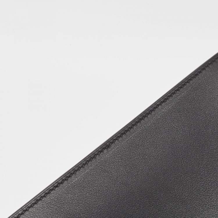 Pre Owned Hermes Noir Swift Leather Birkin Shadow Clutch