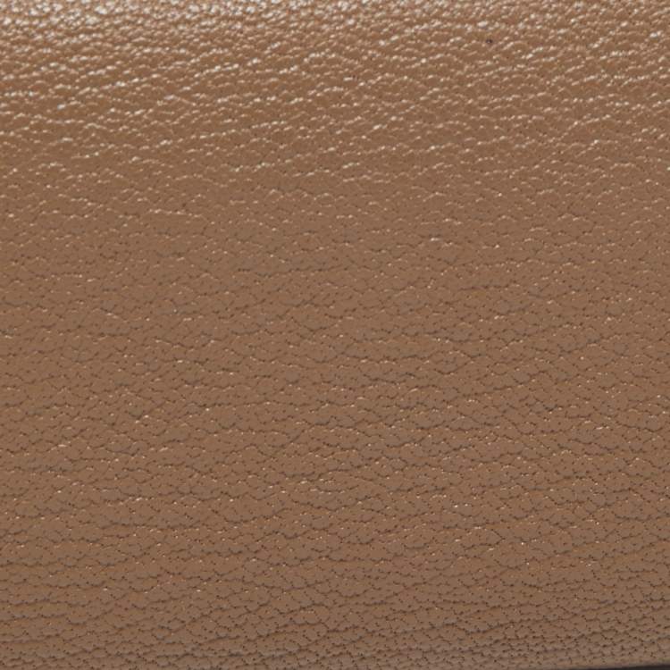 Pre Owned Hermès Etoupe Chevre Mysore Leather Calvi Card Holder