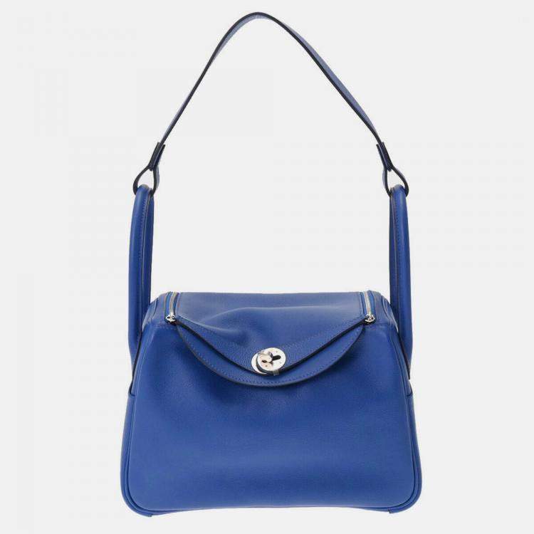 Hermes Blue Evercolor Leather Lindy 26 Shoulder Bag Hermes