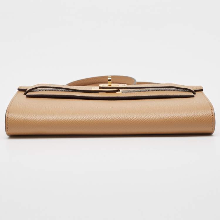 Pre Owned Hermès Chai/Mauve Sylvestre Epsom Leather Kelly To Go Wallet