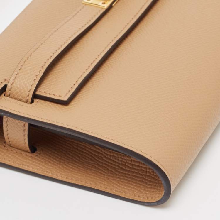 Pre Owned Hermès Chai/Mauve Sylvestre Epsom Leather Kelly To Go Wallet