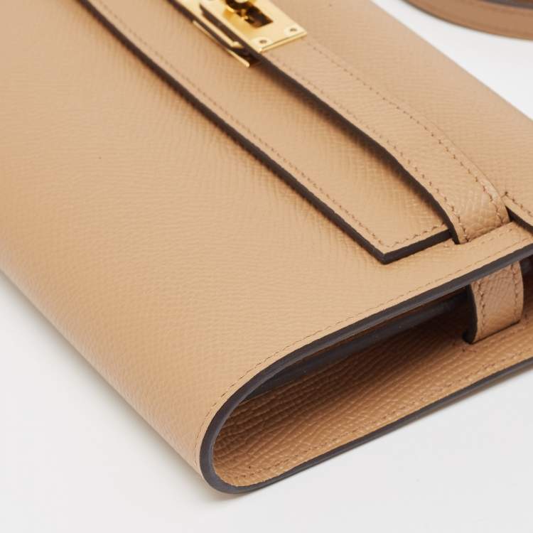 Pre Owned Hermès Chai/Mauve Sylvestre Epsom Leather Kelly To Go Wallet