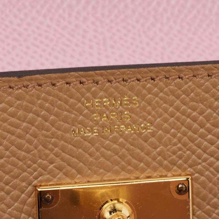 Pre Owned Hermès Chai/Mauve Sylvestre Epsom Leather Kelly To Go Wallet
