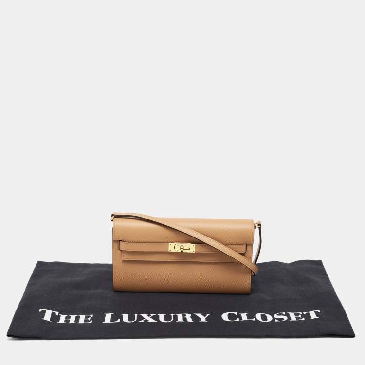 Pre Owned Hermès Chai/Mauve Sylvestre Epsom Leather Kelly To Go Wallet