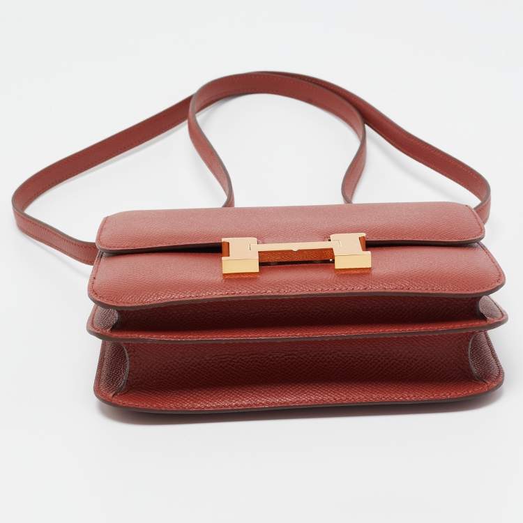 Pre Owned Hermès Cuivre Epsom Leather Gold Finish Constance III Mini Bag