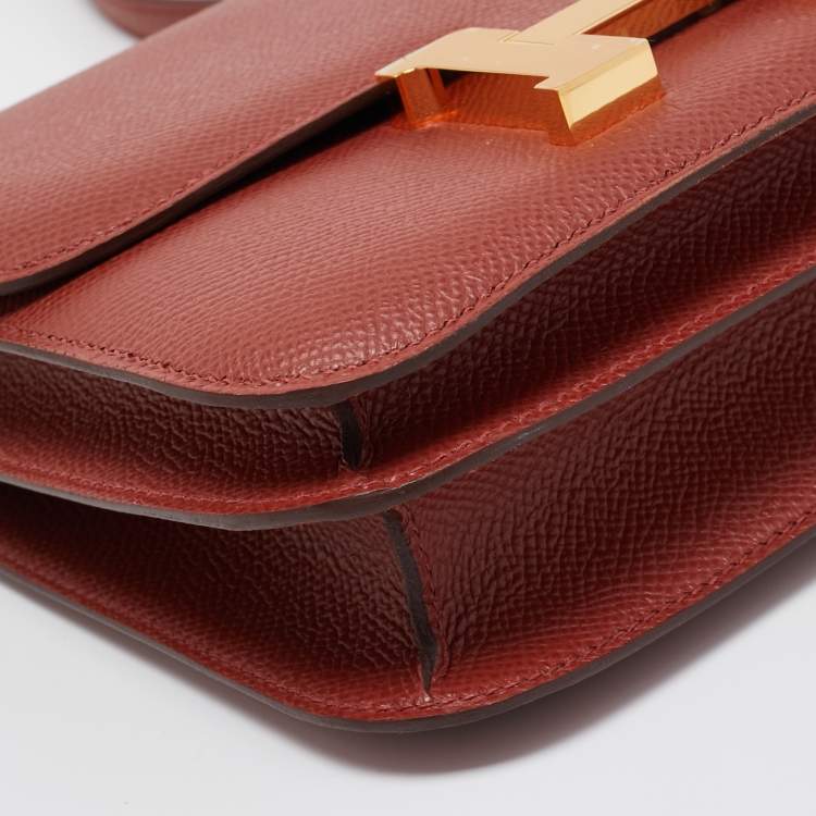 Pre Owned Hermès Cuivre Epsom Leather Gold Finish Constance III Mini Bag