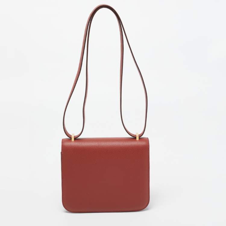 Pre Owned Hermès Cuivre Epsom Leather Gold Finish Constance III Mini Bag