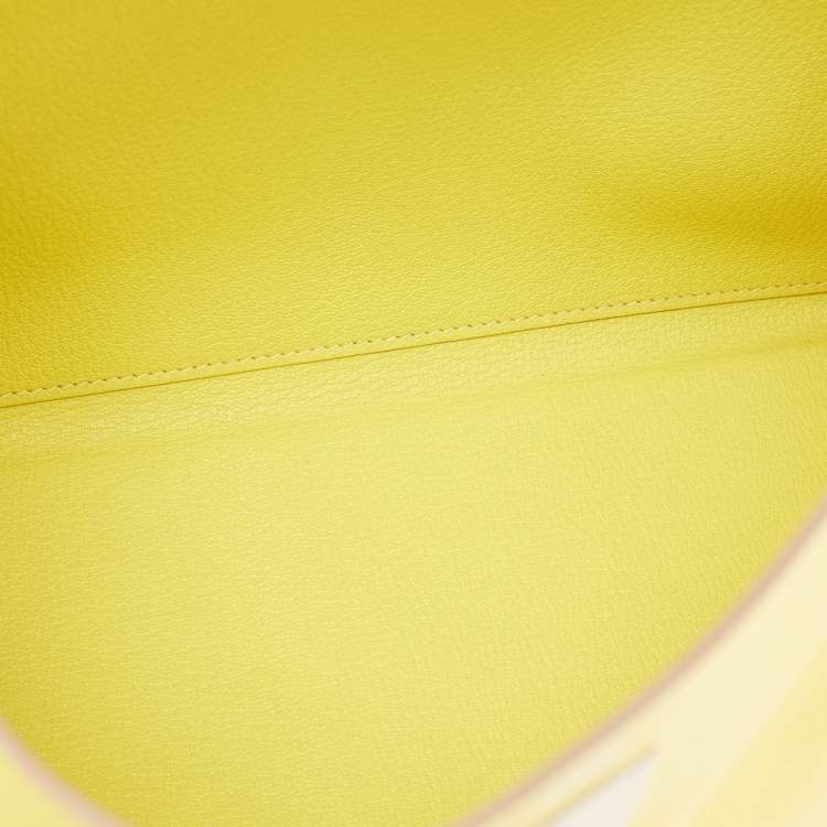 Pre Owned Hermès Lime Evercolor Leather Palladium Finish Kelly Retourne 32 Bag