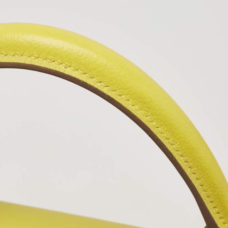 Pre Owned Hermès Lime Evercolor Leather Palladium Finish Kelly Retourne 32 Bag