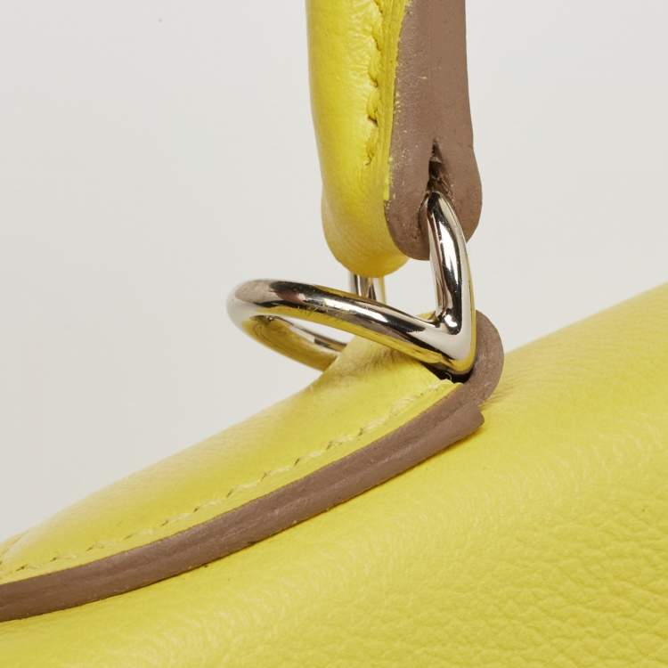 Pre Owned Hermès Lime Evercolor Leather Palladium Finish Kelly Retourne 32 Bag