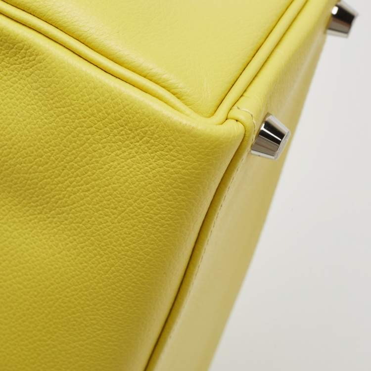 Pre Owned Hermès Lime Evercolor Leather Palladium Finish Kelly Retourne 32 Bag