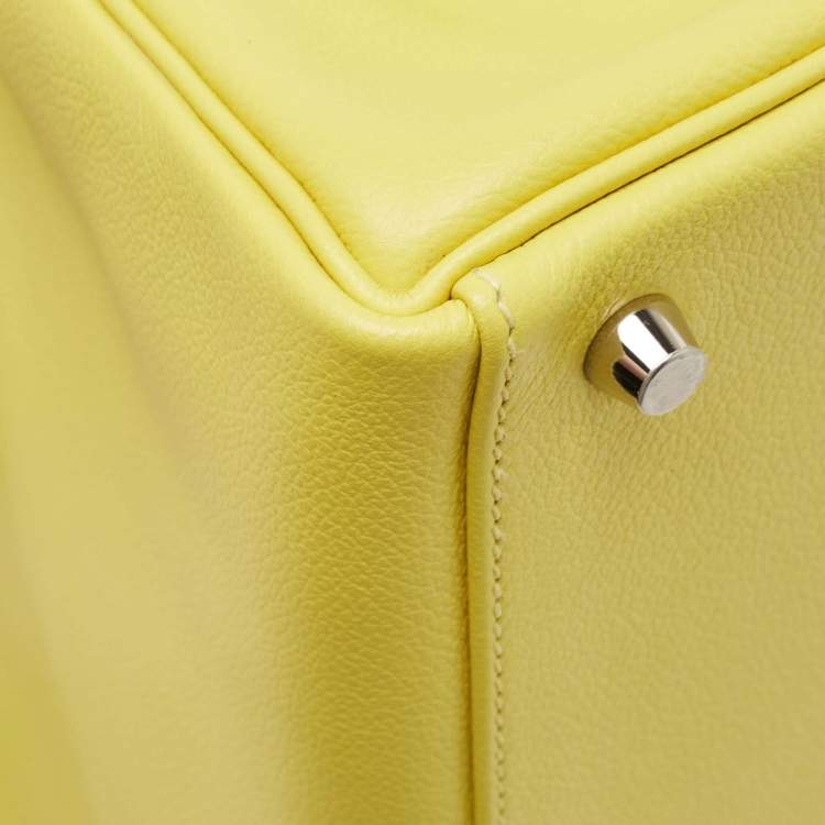 Pre Owned Hermès Lime Evercolor Leather Palladium Finish Kelly Retourne 32 Bag