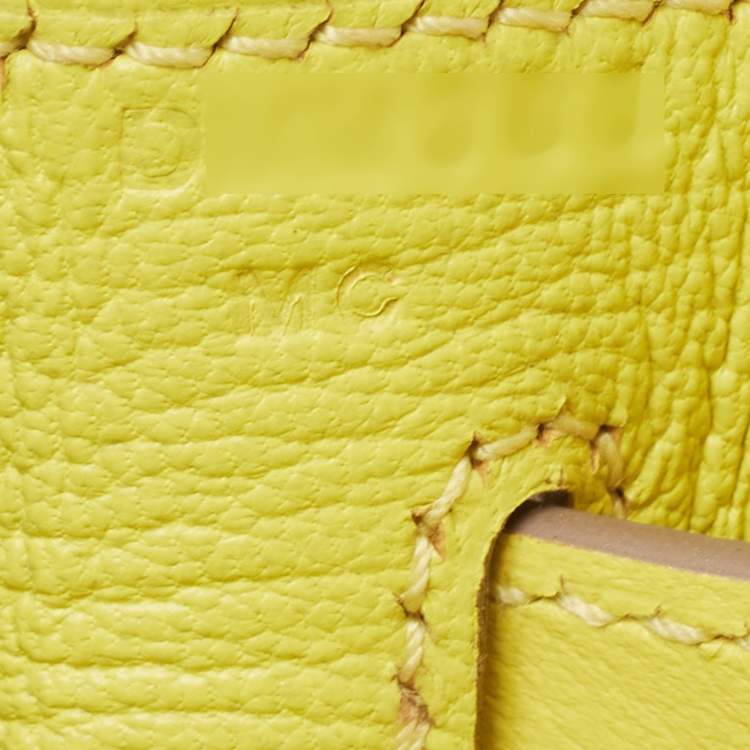 Pre Owned Hermès Lime Evercolor Leather Palladium Finish Kelly Retourne 32 Bag