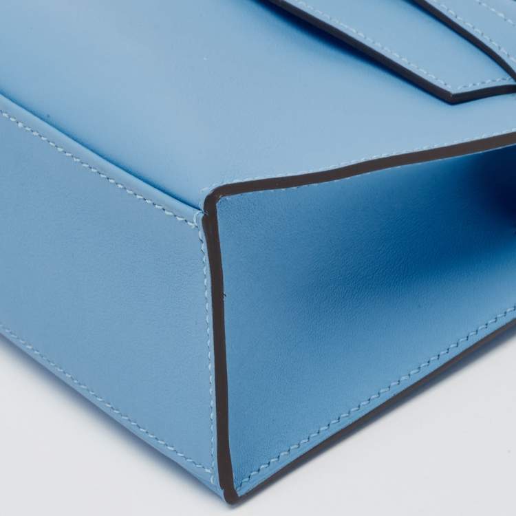 Pre Owned Hermes Bleu Du Nord Swift Leather Gold Finish Kelly Pochette