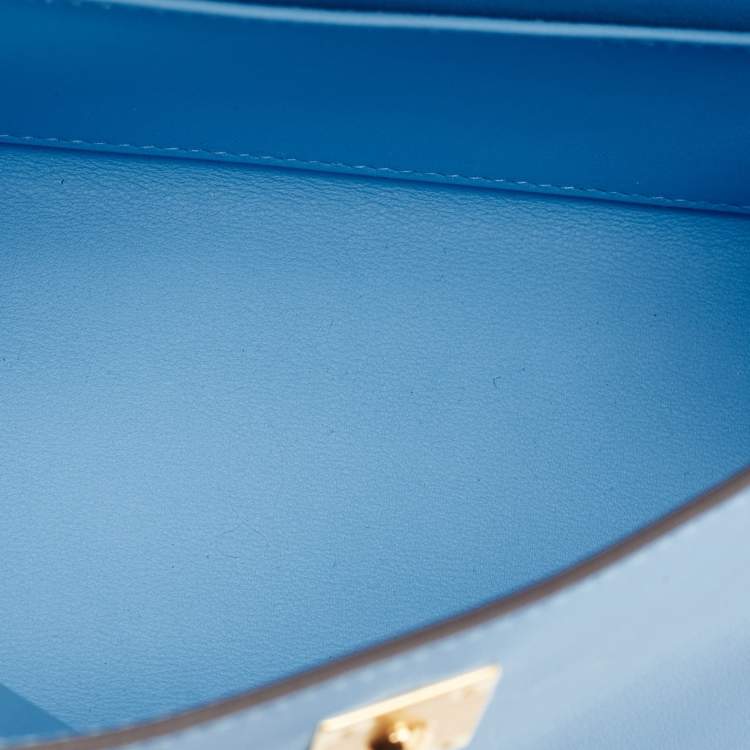 Pre Owned Hermes Bleu Du Nord Swift Leather Gold Finish Kelly Pochette