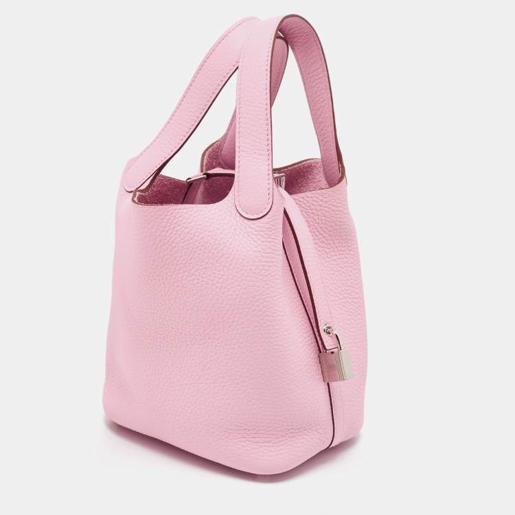 Pre Owned Hermes Mauve Sylvestre Taurillon Clemence Leather Picotin Lock 18 Bag