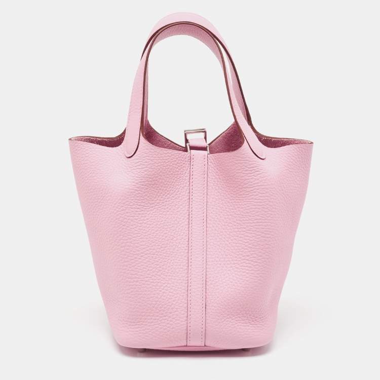 Pre Owned Hermes Mauve Sylvestre Taurillon Clemence Leather Picotin Lock 18 Bag