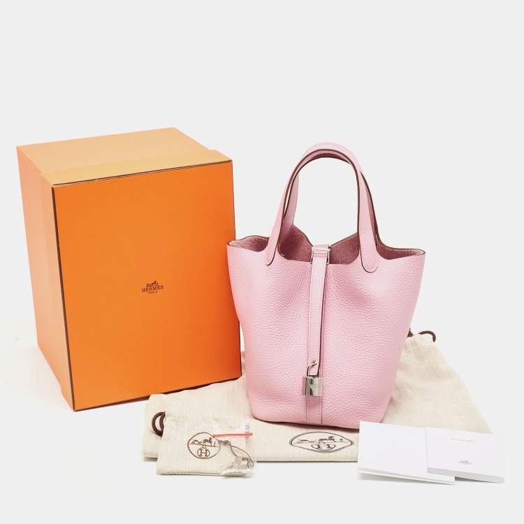 Pre Owned Hermes Mauve Sylvestre Taurillon Clemence Leather Picotin Lock 18 Bag