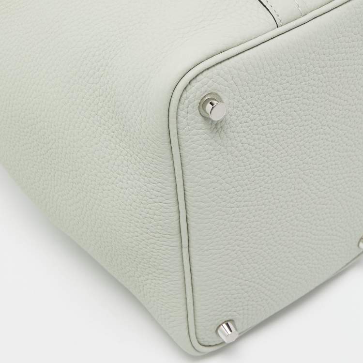 Pre Owned Hermes Gris Neve Taurillon Clemence Leather and Matte Alligator Picotin Lock 18 Bag