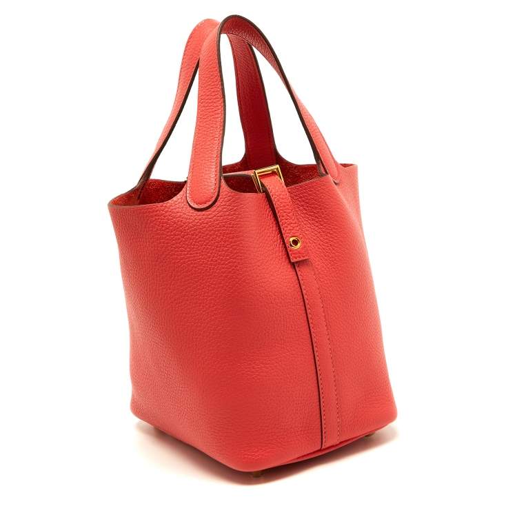 Pre Owned Hermès Rose Jaipur Taurillon Clemence Leather Picotin Lock 18 Bag