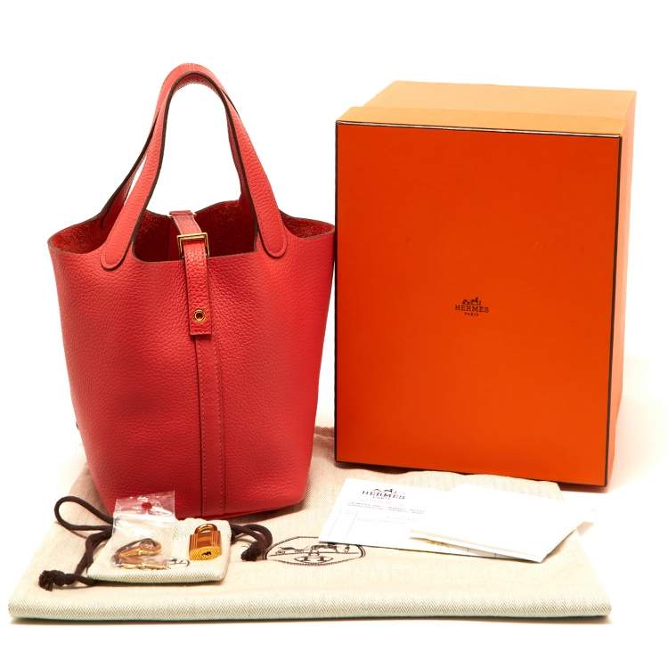 Pre Owned Hermès Rose Jaipur Taurillon Clemence Leather Picotin Lock 18 Bag