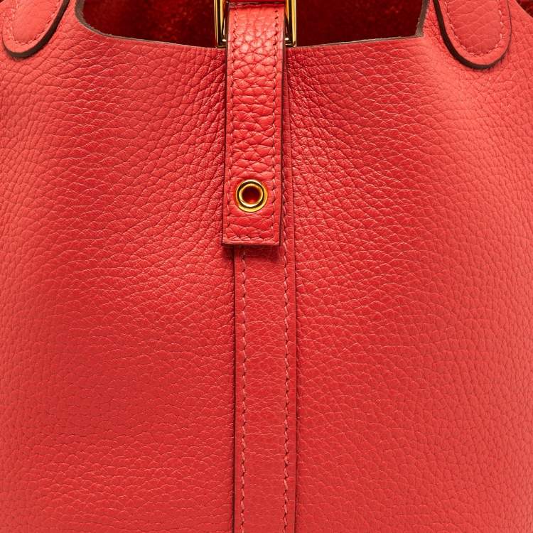 Pre Owned Hermès Rose Jaipur Taurillon Clemence Leather Picotin Lock 18 Bag