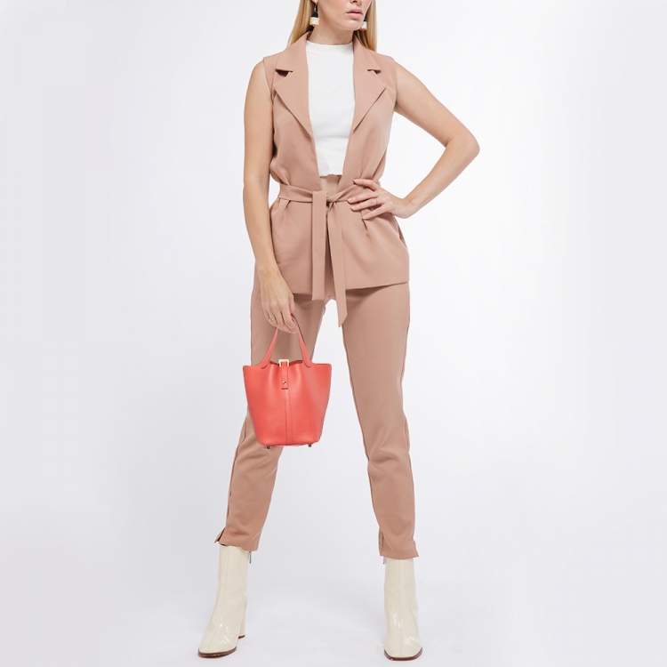 Pre Owned Hermès Rose Jaipur Taurillon Clemence Leather Picotin Lock 18 Bag