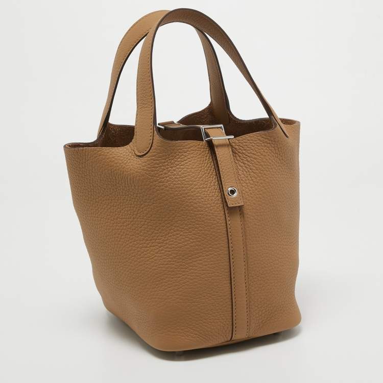Pre Owned Hermes Biscuit Taurillon Clemence Leather Picotin Lock 18 Bag