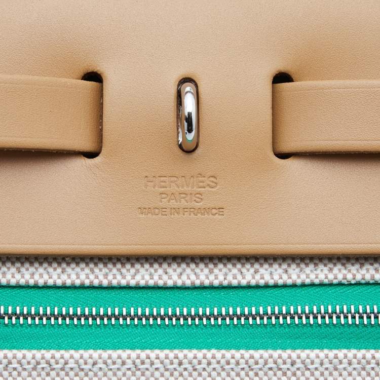 مملوكة مسبقًا Hermès Menthe/Natural Toile H Berline Canvas and Leather Herbag Zip 31 Bag