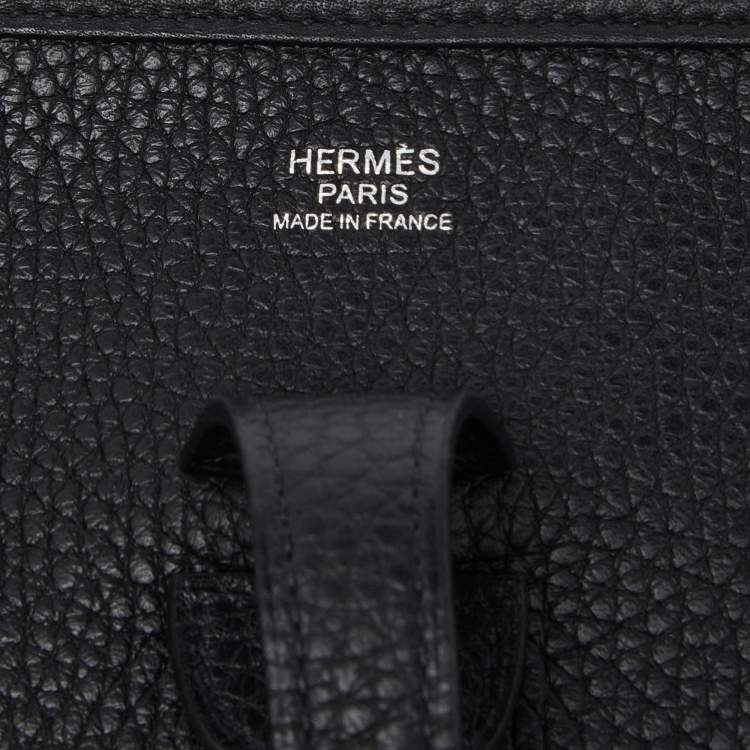 Pre Owned Hermes Black Clemence Leather Evelyne III PM Bag