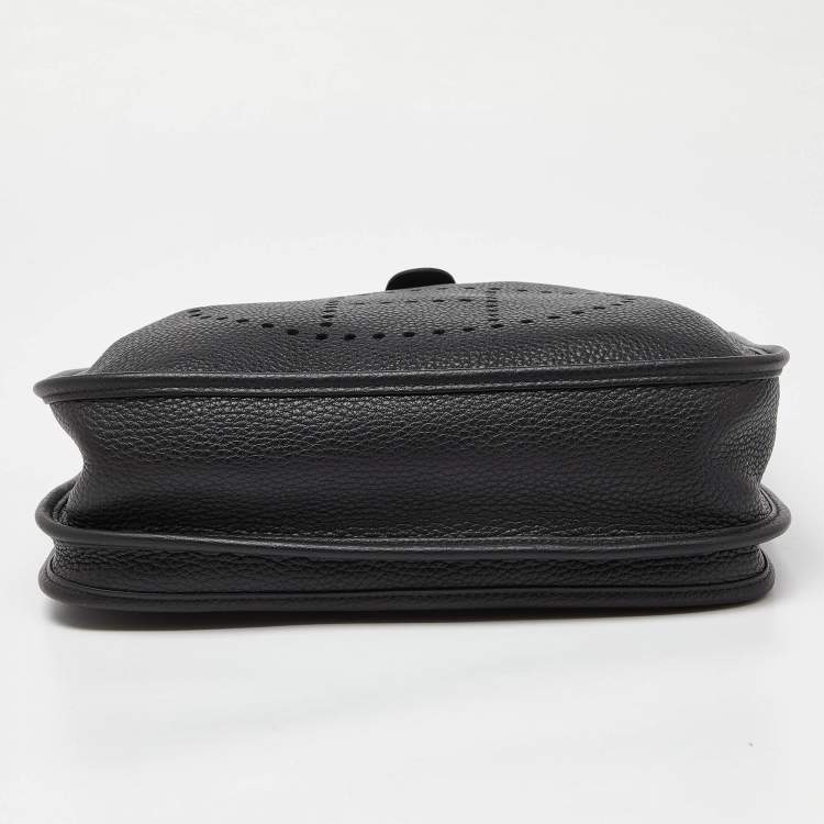 Pre Owned Hermes Black Clemence Leather Evelyne III PM Bag