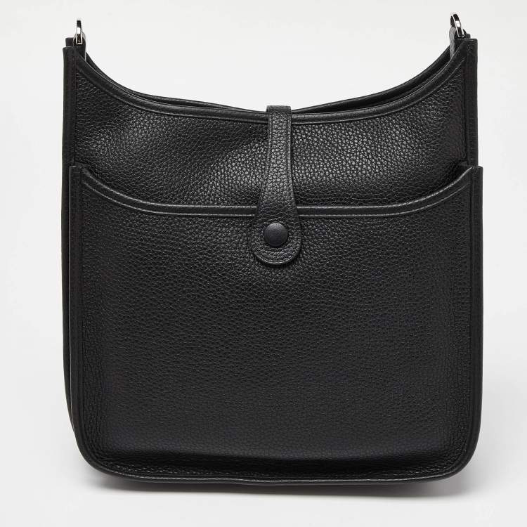 Pre Owned Hermes Black Clemence Leather Evelyne III PM Bag