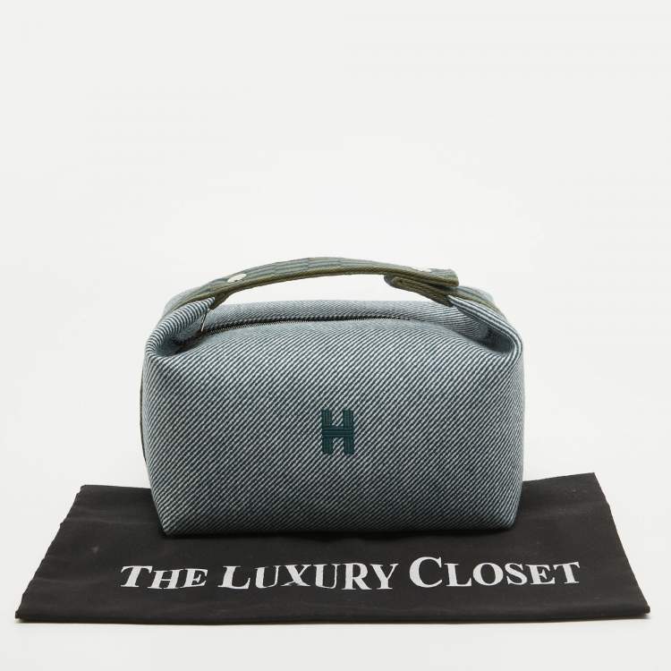 Pre Owned Hermes Bleu Abysse Canvas Large Bride-A-Brac H Natte Case