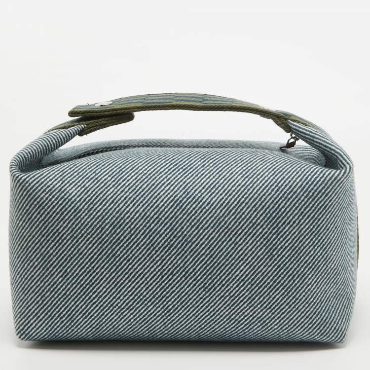 Pre Owned Hermes Bleu Abysse Canvas Large Bride-A-Brac H Natte Case