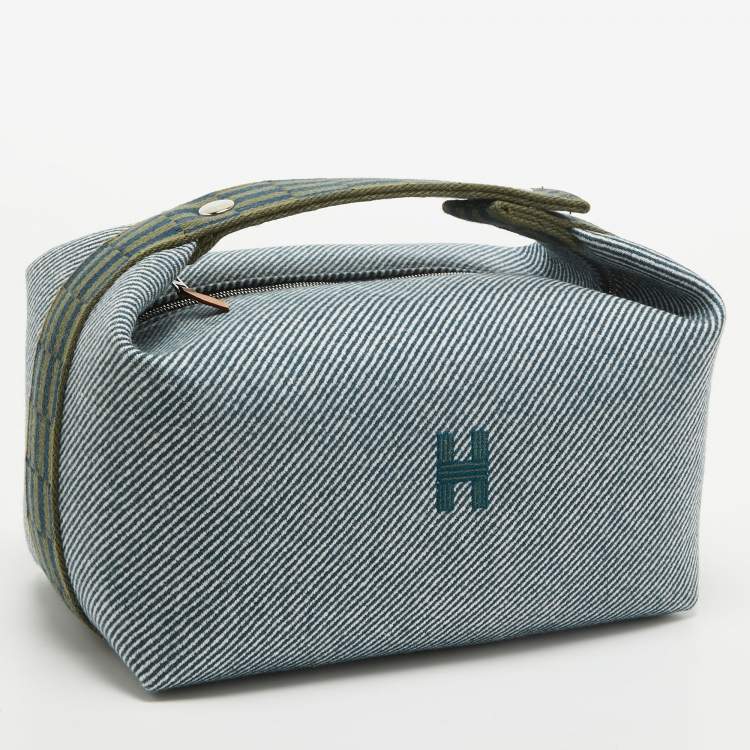 Pre Owned Hermes Bleu Abysse Canvas Large Bride-A-Brac H Natte Case
