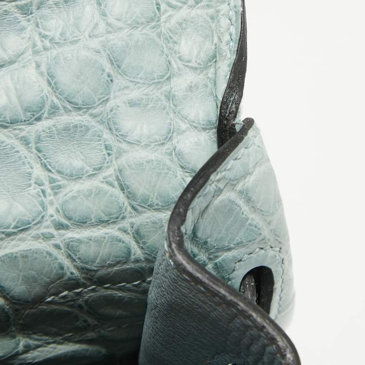 Pre Owned Hermes Ciel Matte Alligator Mississippiensis Palladium Finish Kelly Retourne 35 Bag