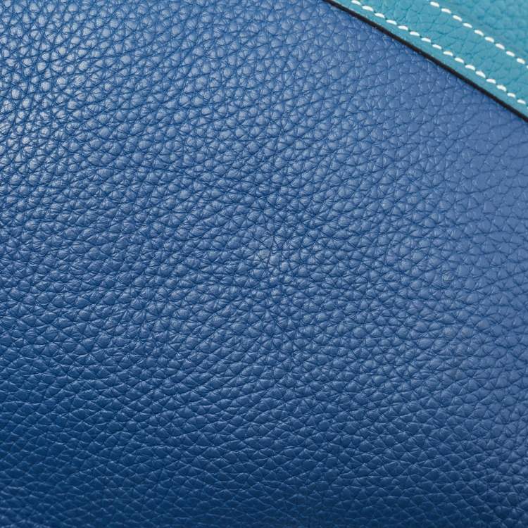 Pre Owned Hermès Deep Bleu/Vert Bosphore Taurillon Clemence Leather Picotin Lock 22 Bag