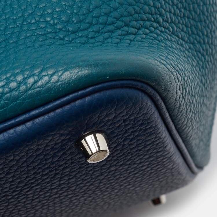 Pre Owned Hermès Deep Bleu/Vert Bosphore Taurillon Clemence Leather Picotin Lock 22 Bag