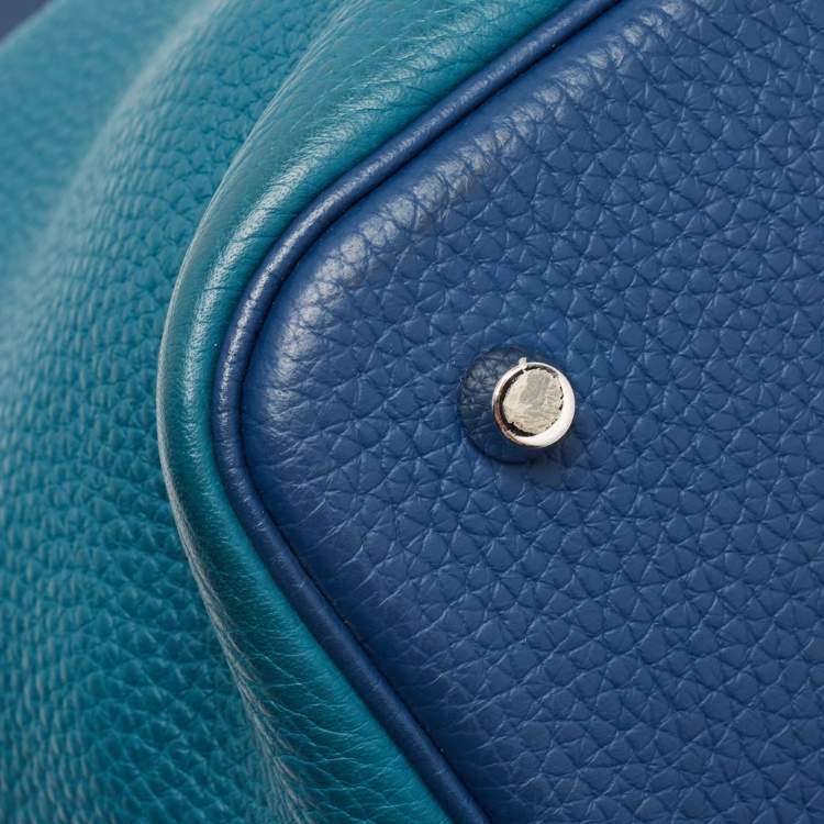 Pre Owned Hermès Deep Bleu/Vert Bosphore Taurillon Clemence Leather Picotin Lock 22 Bag