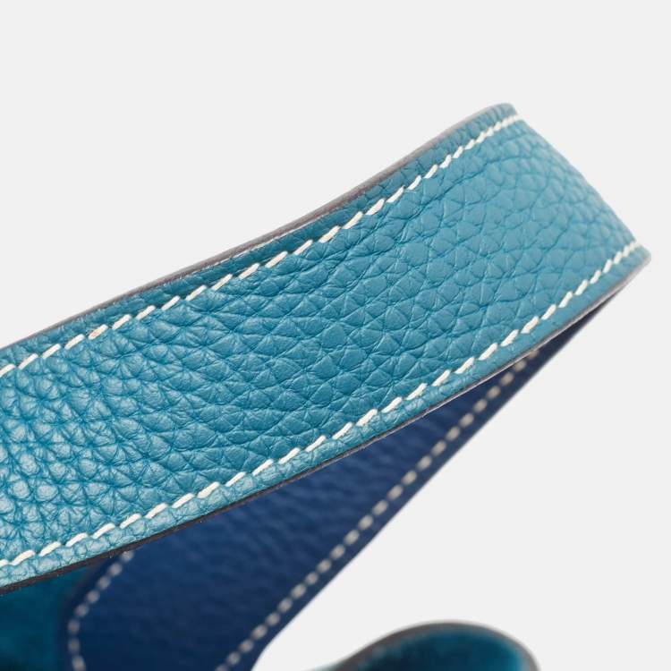 Pre Owned Hermès Deep Bleu/Vert Bosphore Taurillon Clemence Leather Picotin Lock 22 Bag